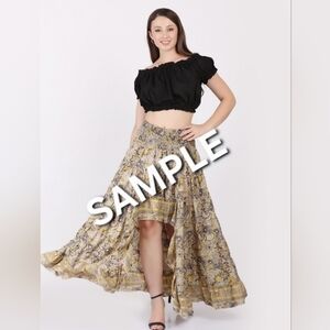 100% Silk Elegant Women's Hi-Low Skirt See Live Shows For Colors & Patterns